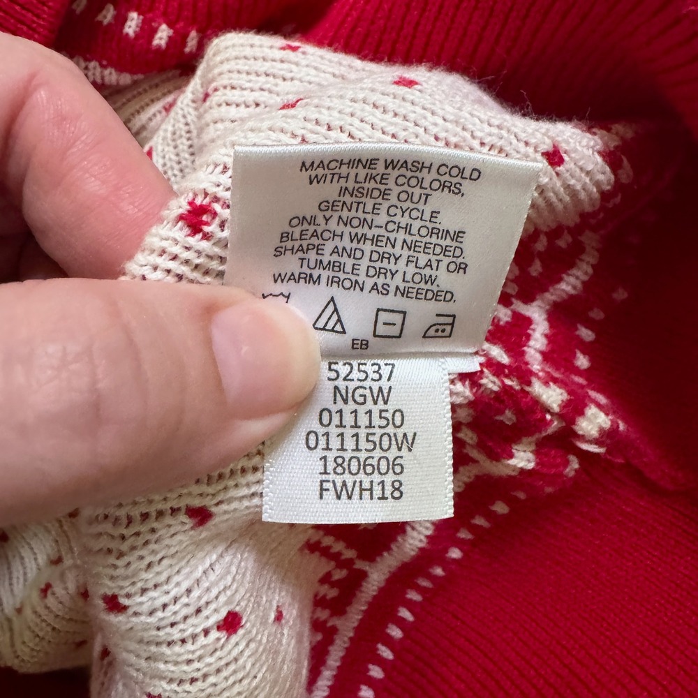 Hanna Andersson Snö Happy Fair Isle Nordic Sweater Size 14-16 Red White Knit - Picture 4 of 4